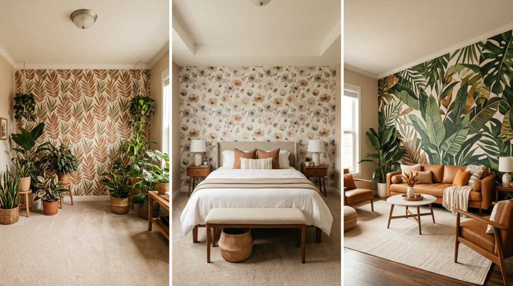 10 Temporary Fall Accent Wall Decor Ideas Using Peel-and-Stick Wallpaper