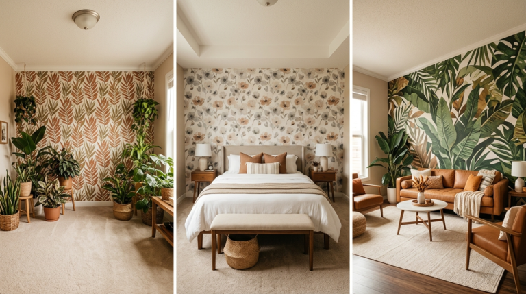 10 Temporary Fall Accent Wall Decor Ideas Using Peel-and-Stick Wallpaper