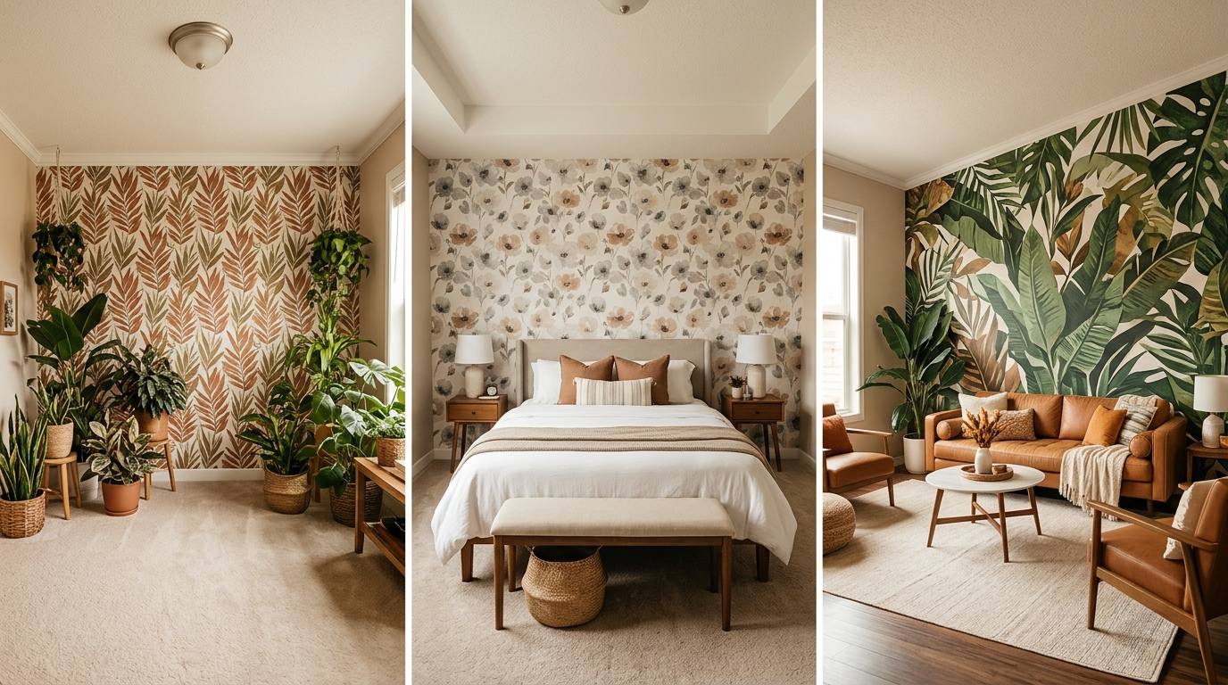 10 Temporary Fall Accent Wall Decor Ideas Using Peel-and-Stick Wallpaper