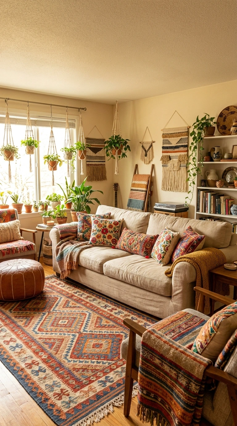 bohemian living room ideas 15