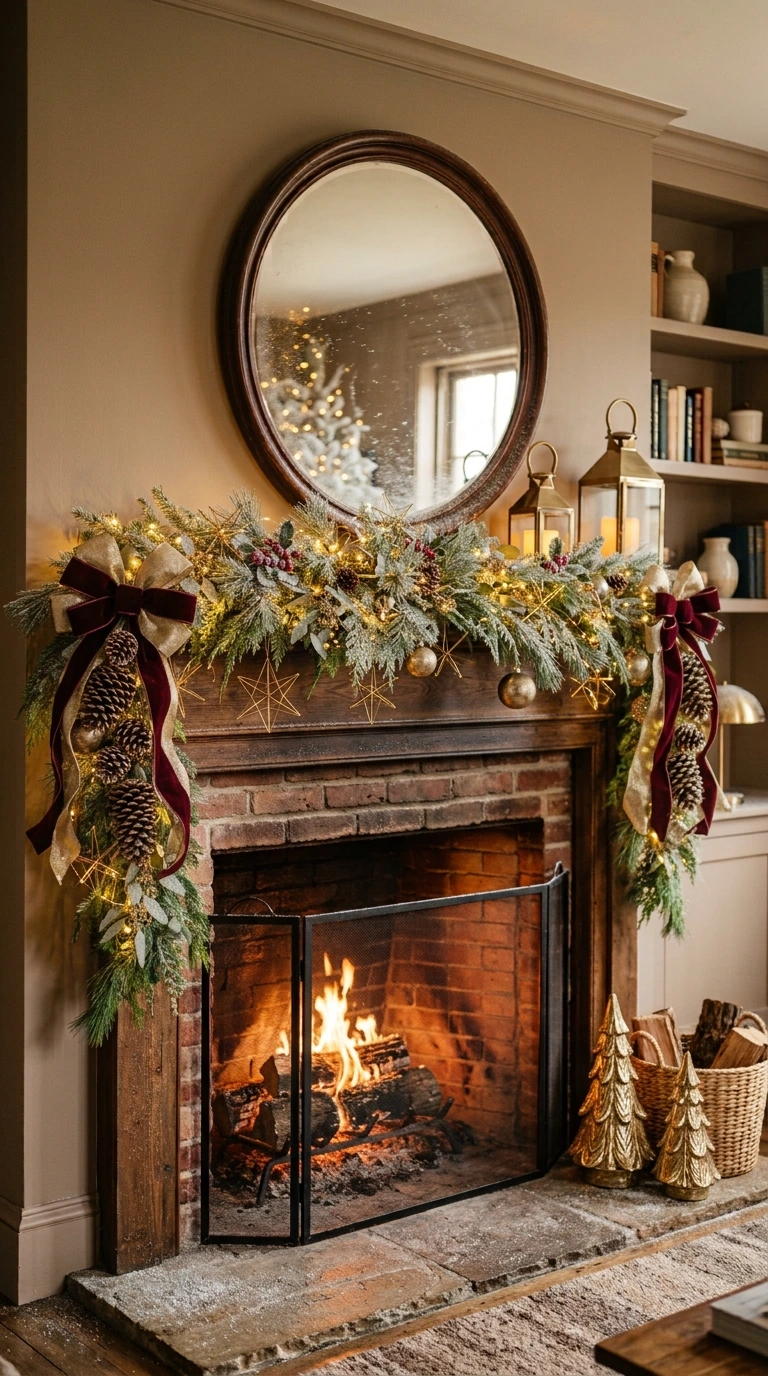 christmas mantel decor ideas elegant 1