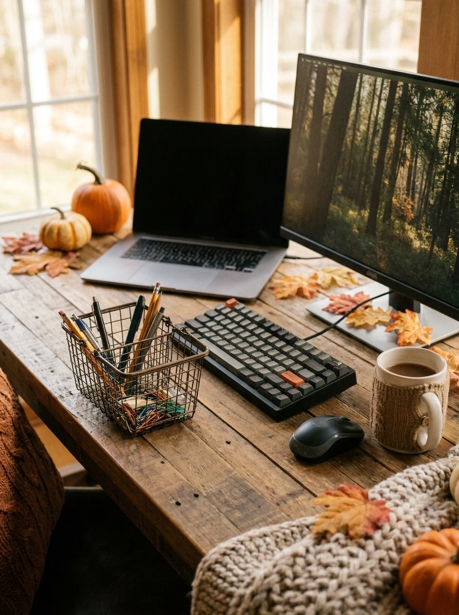 cute fall desk decor aesthetic office 11