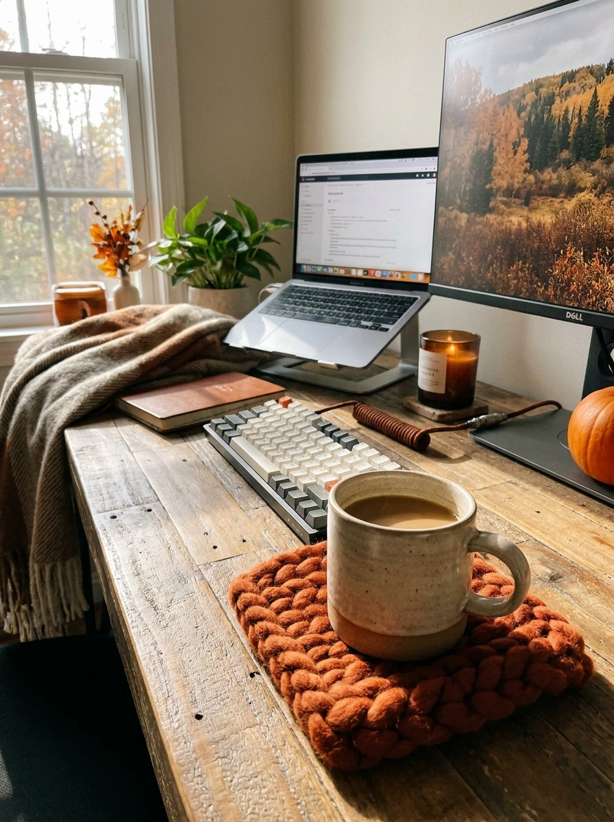 cute fall desk decor aesthetic office 16