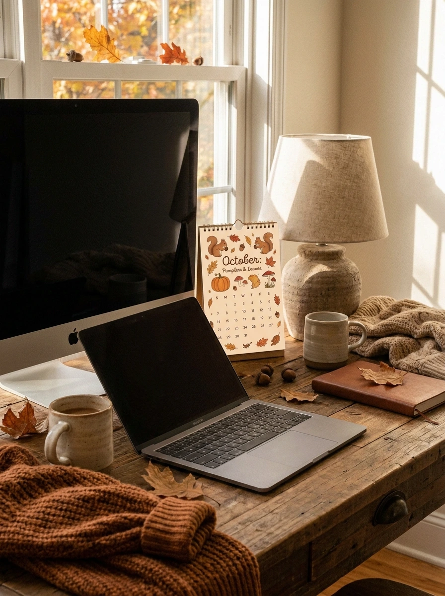 cute fall desk decor aesthetic office 19