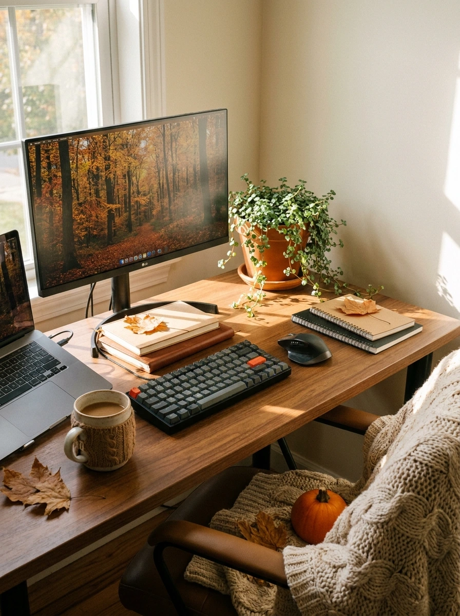cute fall desk decor aesthetic office 21