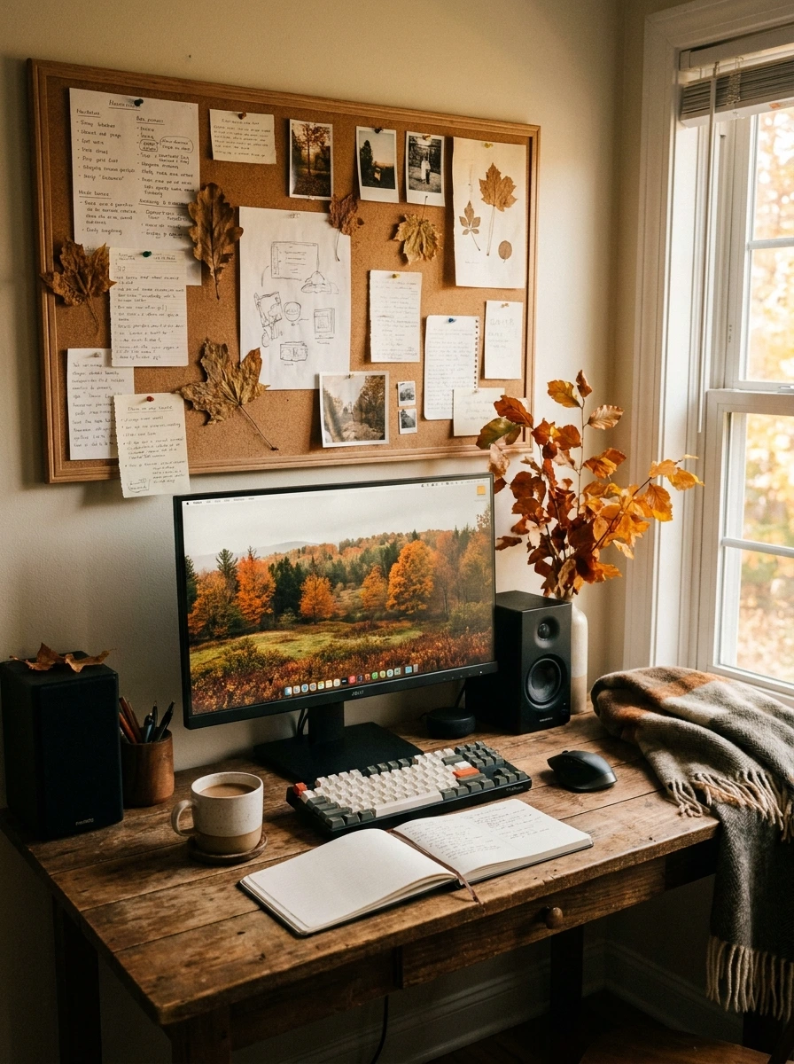 cute fall desk decor aesthetic office 22