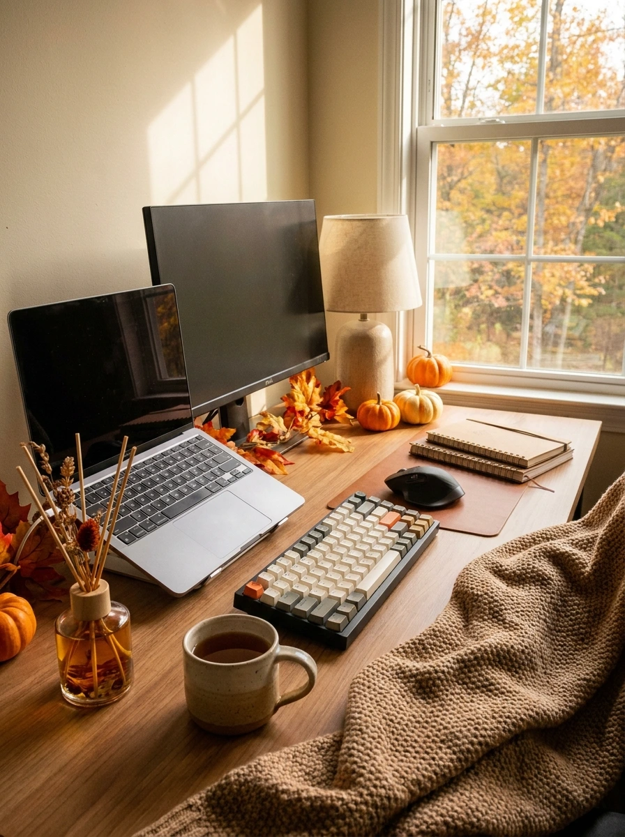 cute fall desk decor aesthetic office 23
