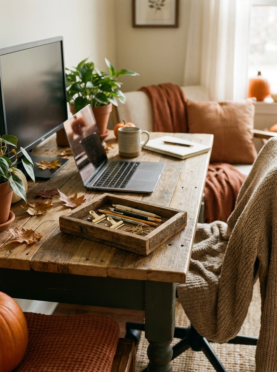 cute fall desk decor aesthetic office 26