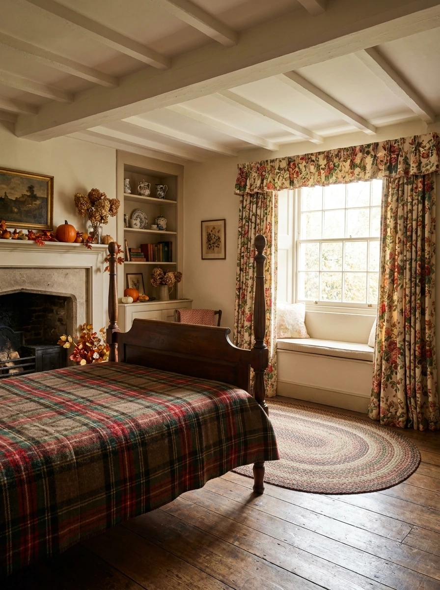 english cottage style fall bedroom decor ideas 10