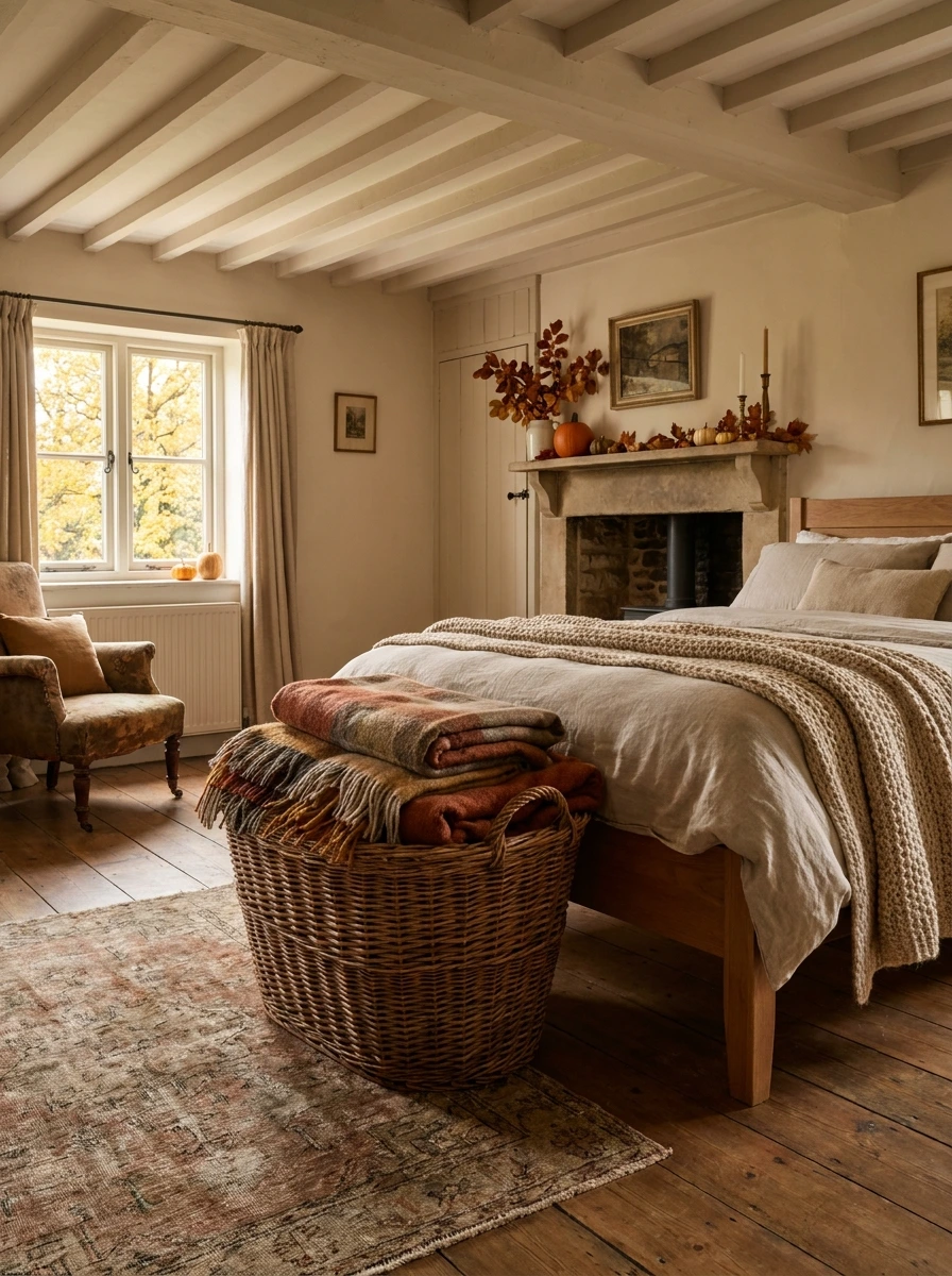 english cottage style fall bedroom decor ideas 21