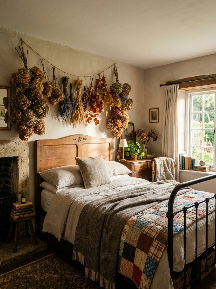 english cottage style fall bedroom decor ideas 24