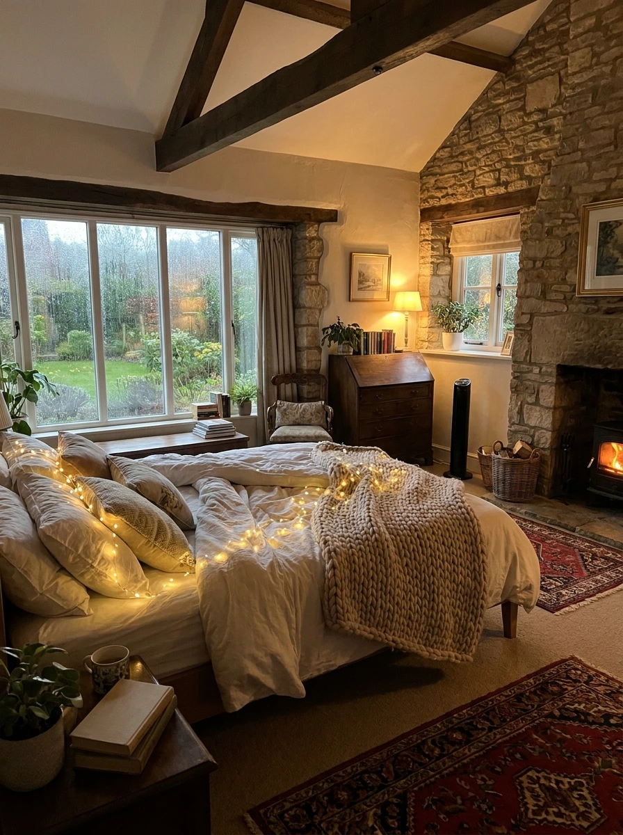 english cottage style fall bedroom decor ideas 25