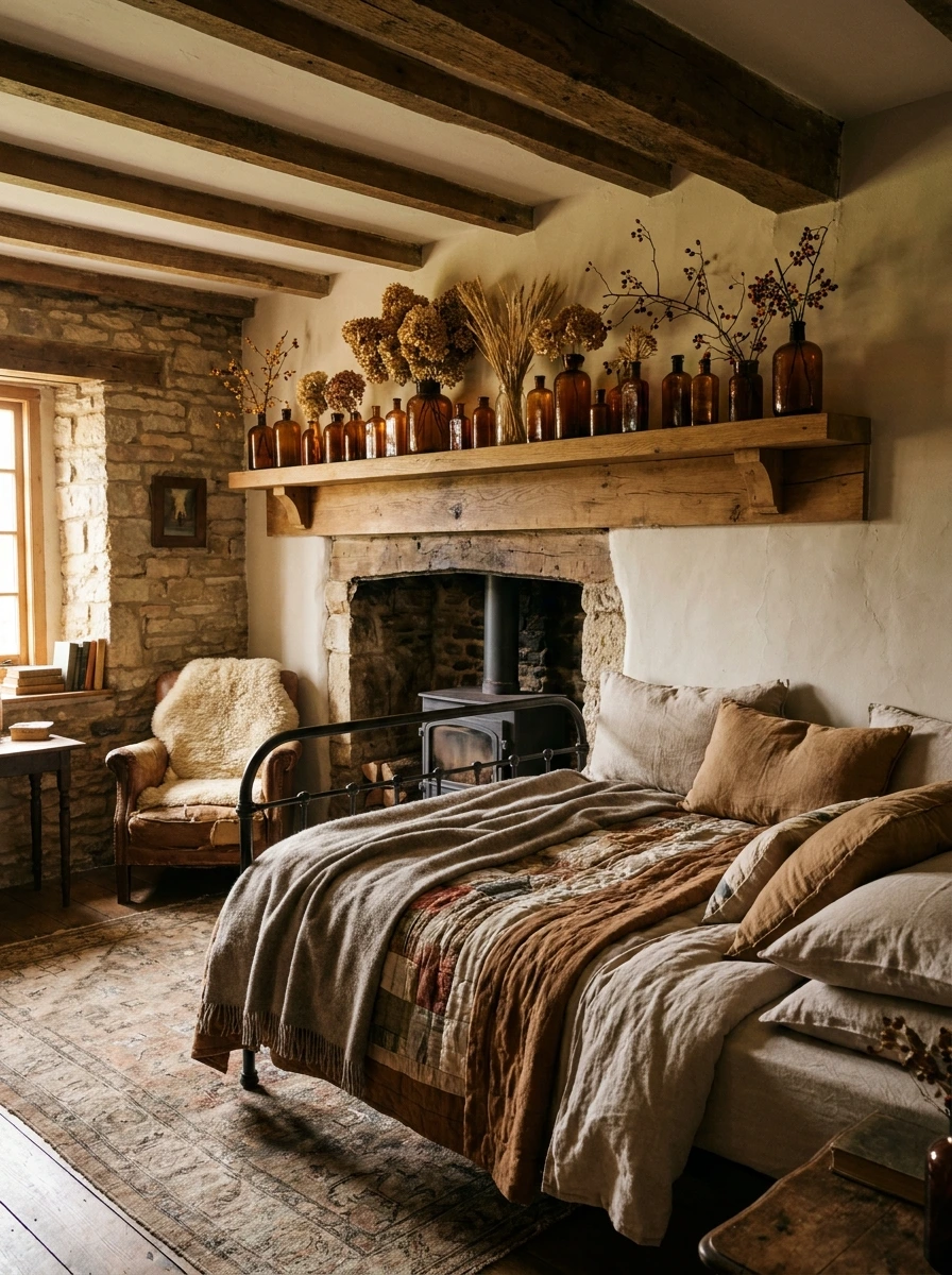 english cottage style fall bedroom decor ideas 9