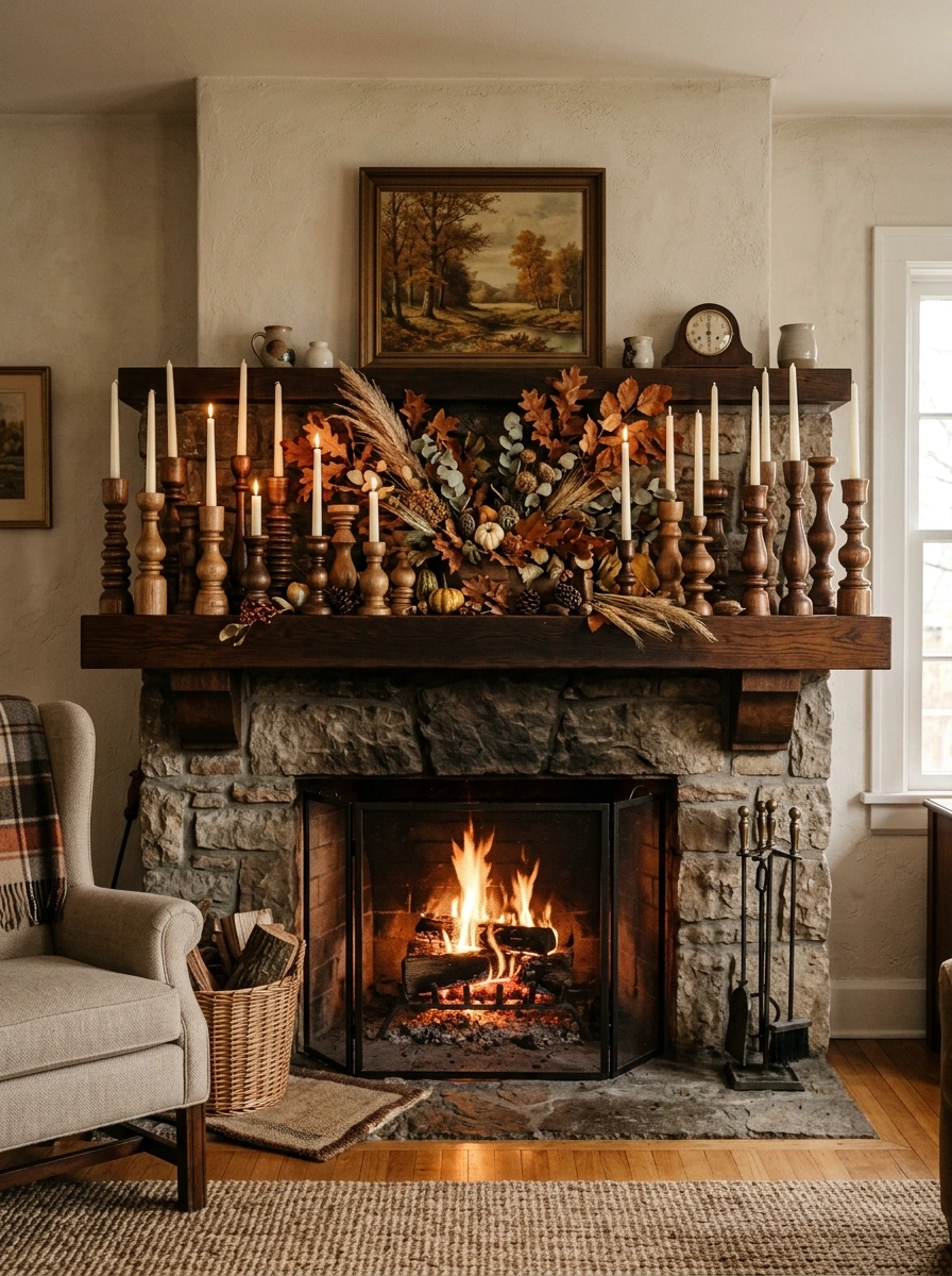 fall mantle decor ideas simple modern 10