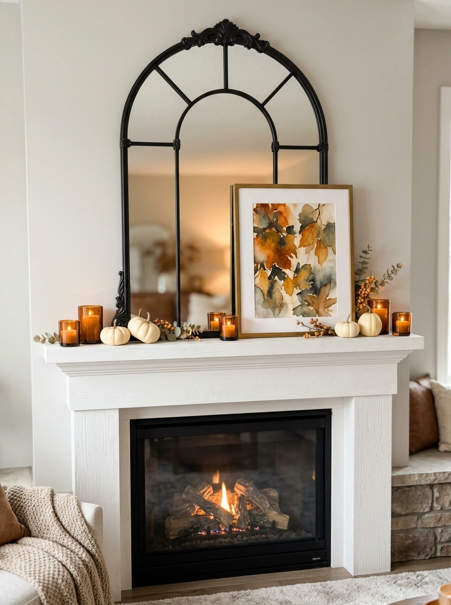 fall mantle decor ideas simple modern 11