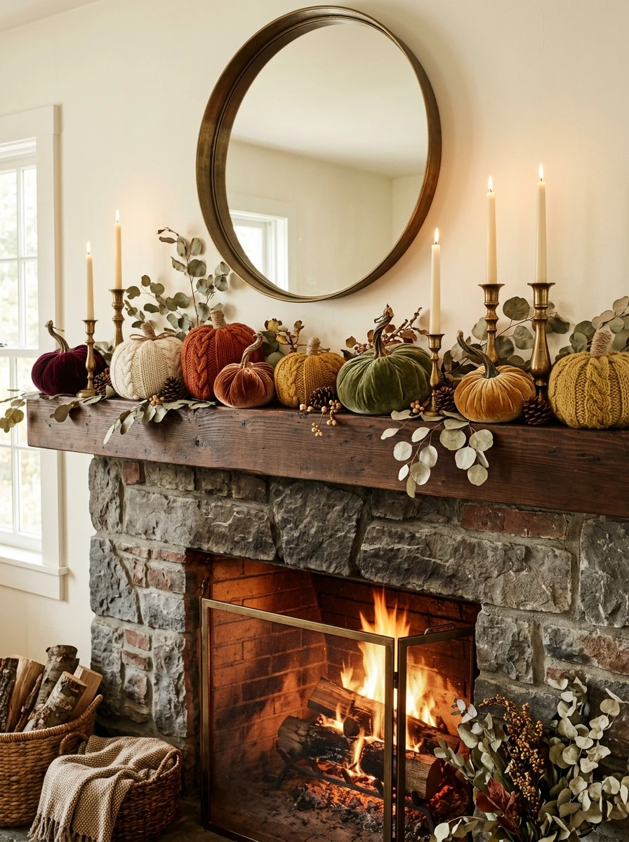 fall mantle decor ideas simple modern 14