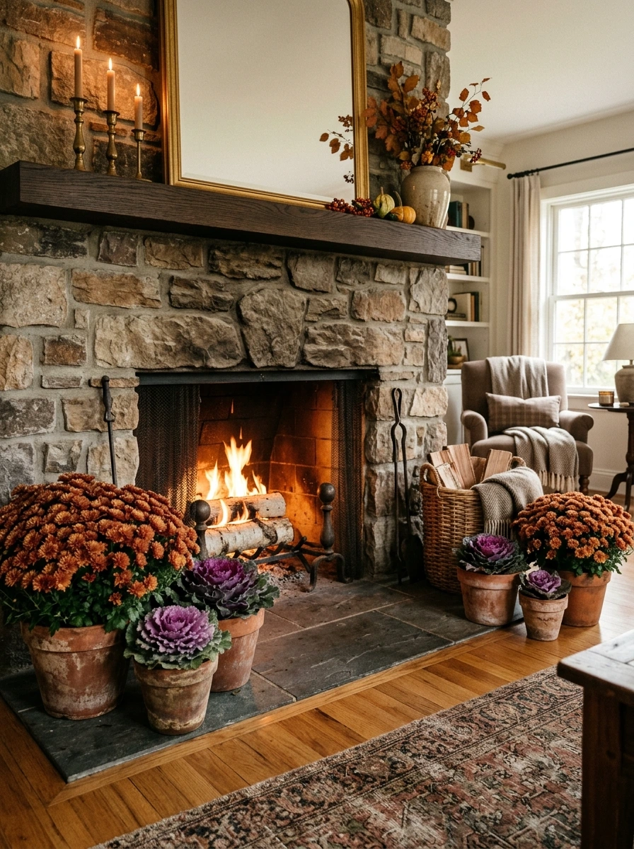 fall mantle decor ideas simple modern 19