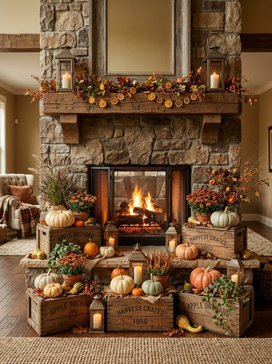 fall mantle decor ideas simple modern 22