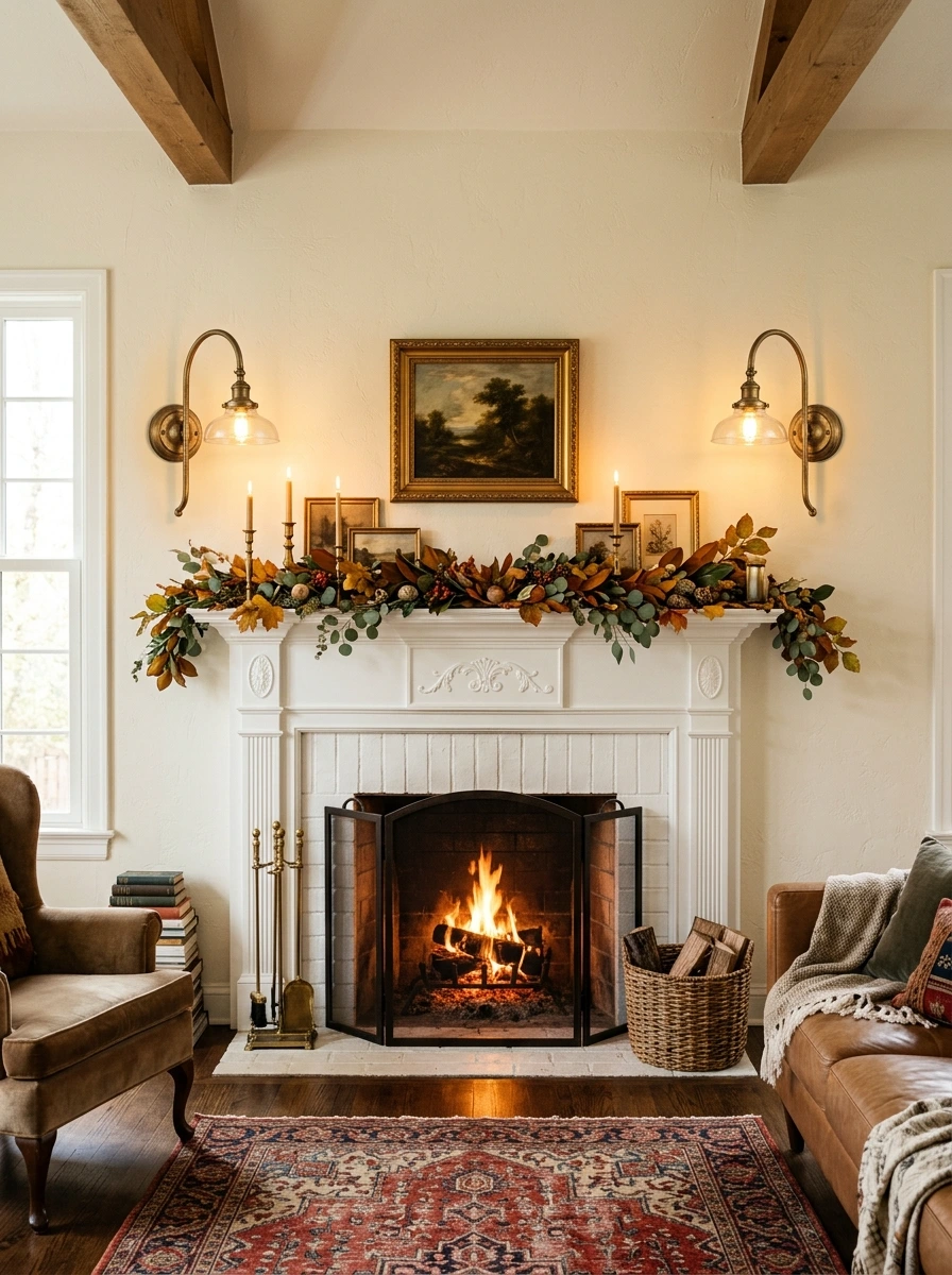 fall mantle decor ideas simple modern 23