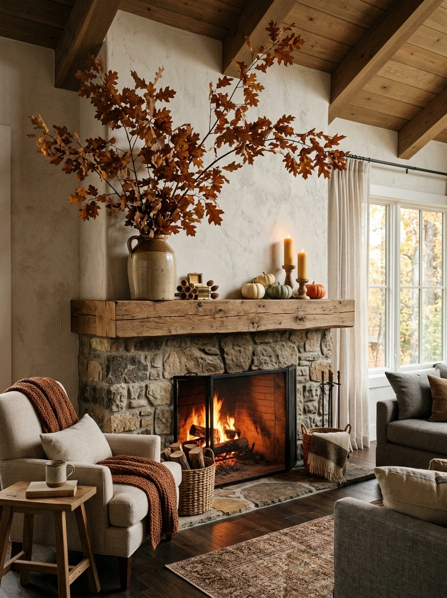fall mantle decor ideas simple modern 24