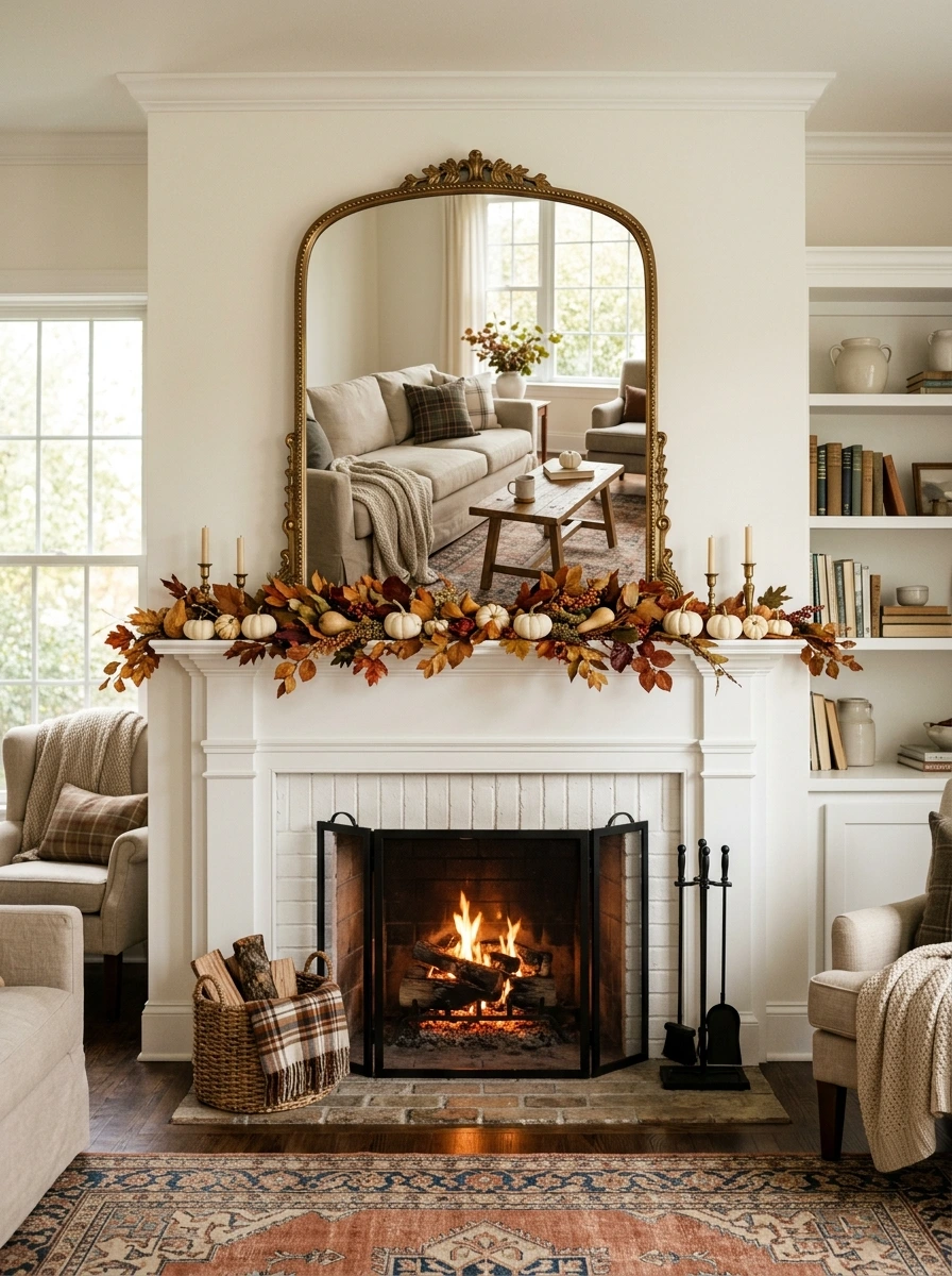 fall mantle decor ideas simple modern 4