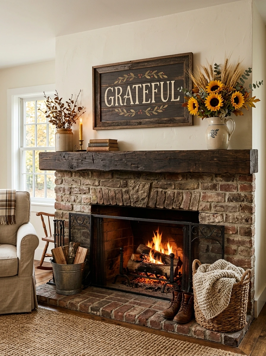 fall mantle decor ideas simple modern 5