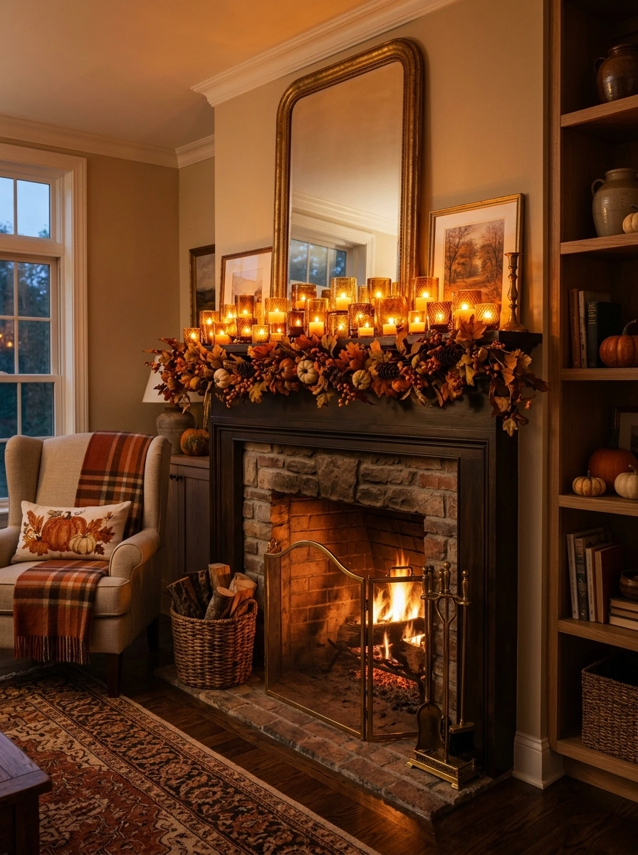fall mantle decor ideas simple modern 6
