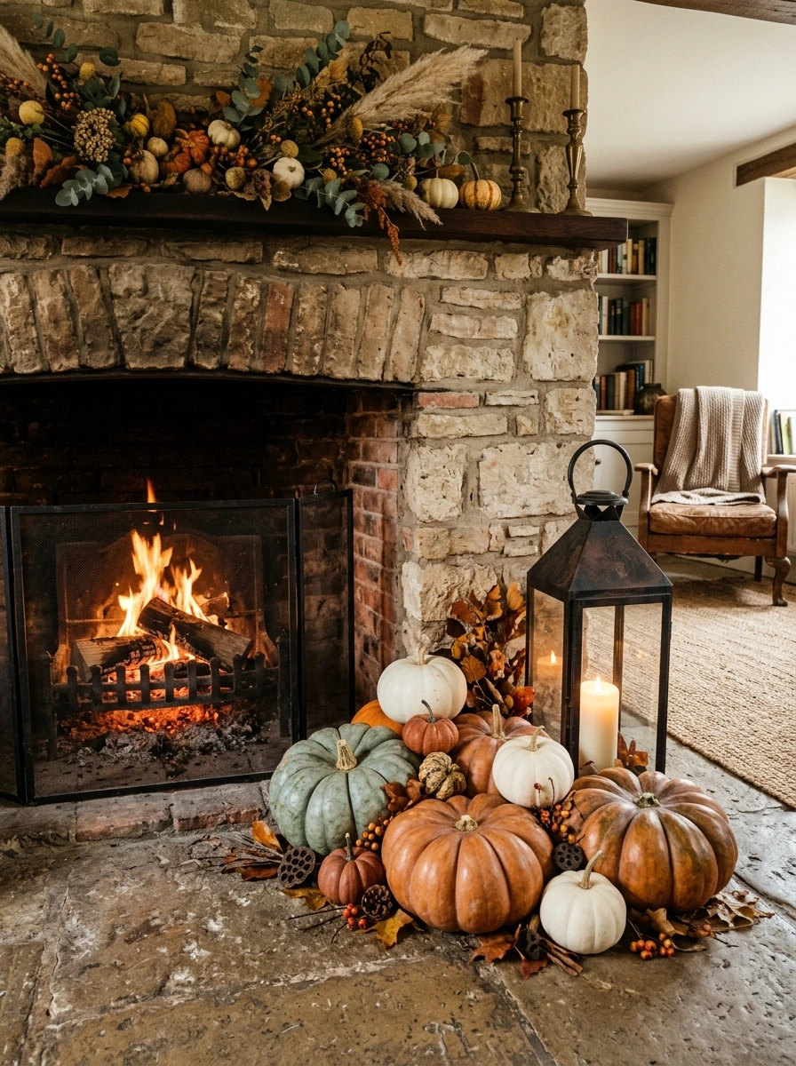 fall mantle decor ideas simple modern 7