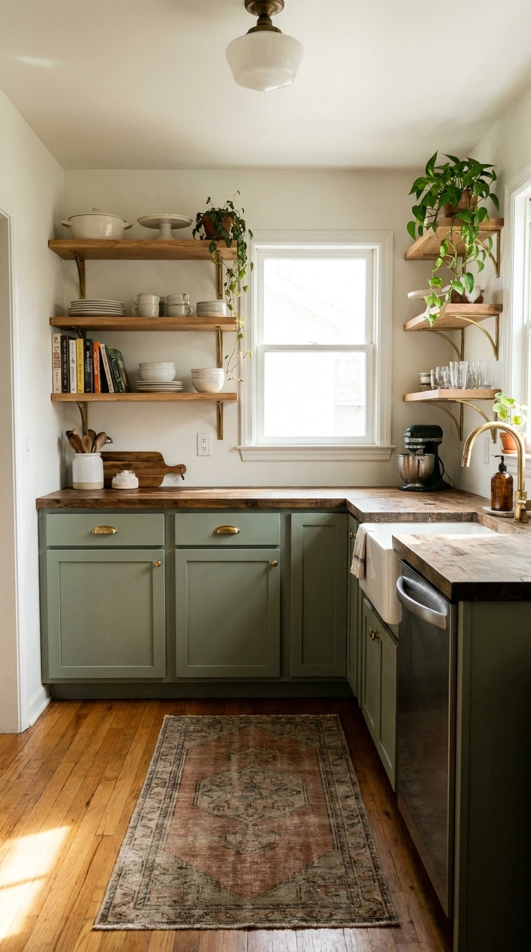 open shelving vs closed cabinets small apartment 11