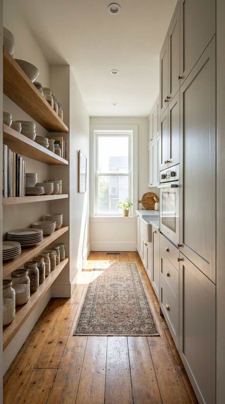 open shelving vs closed cabinets small apartment 14