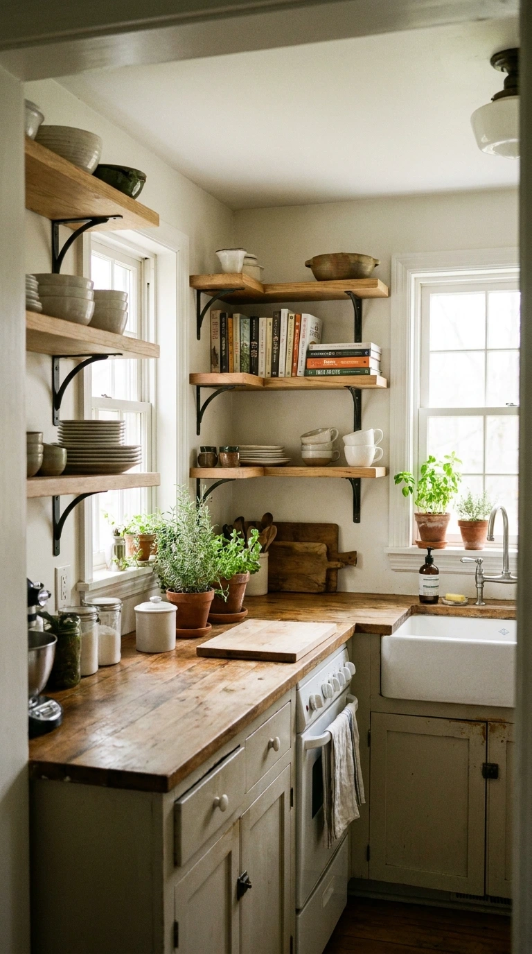 open shelving vs closed cabinets small apartment 4