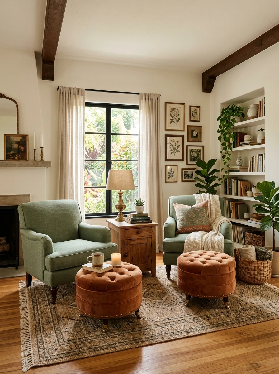sage green and copper fall room decor 18