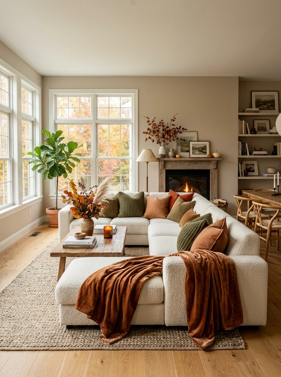 sage green and copper fall room decor 2
