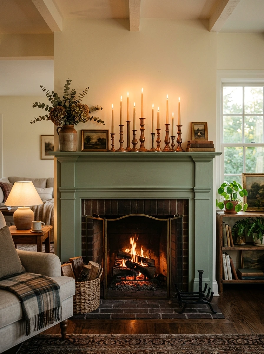 sage green and copper fall room decor 21