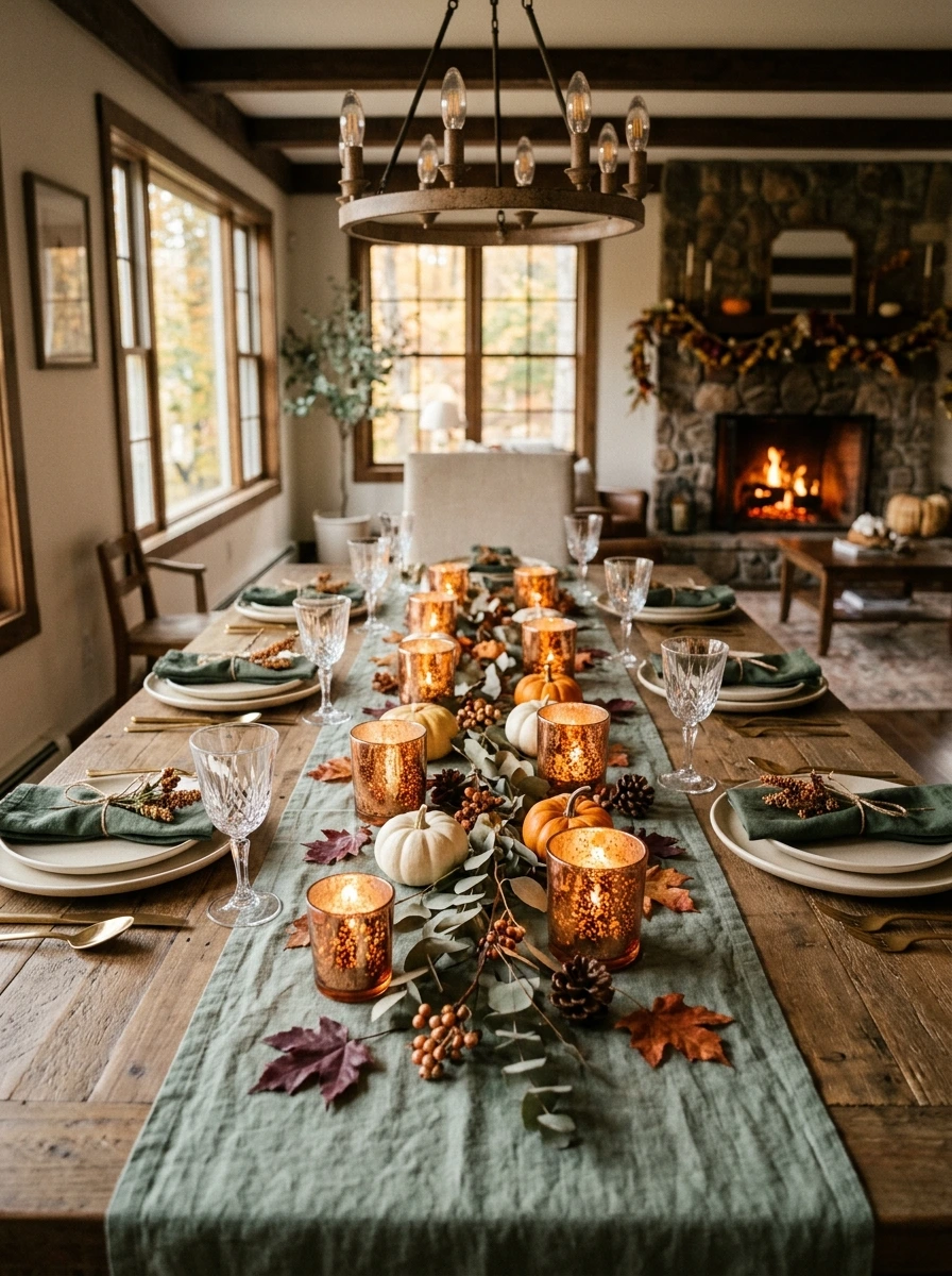 sage green and copper fall room decor 27
