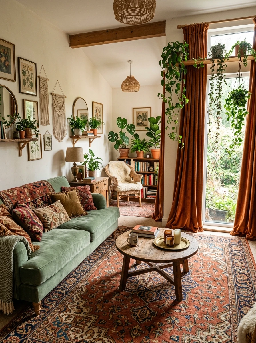 sage green and copper fall room decor 4