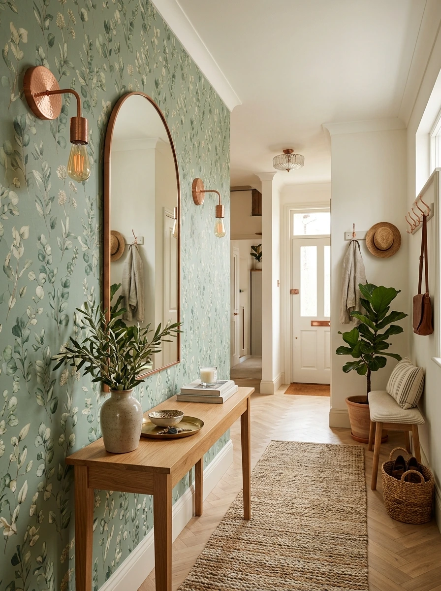 sage green and copper fall room decor 6