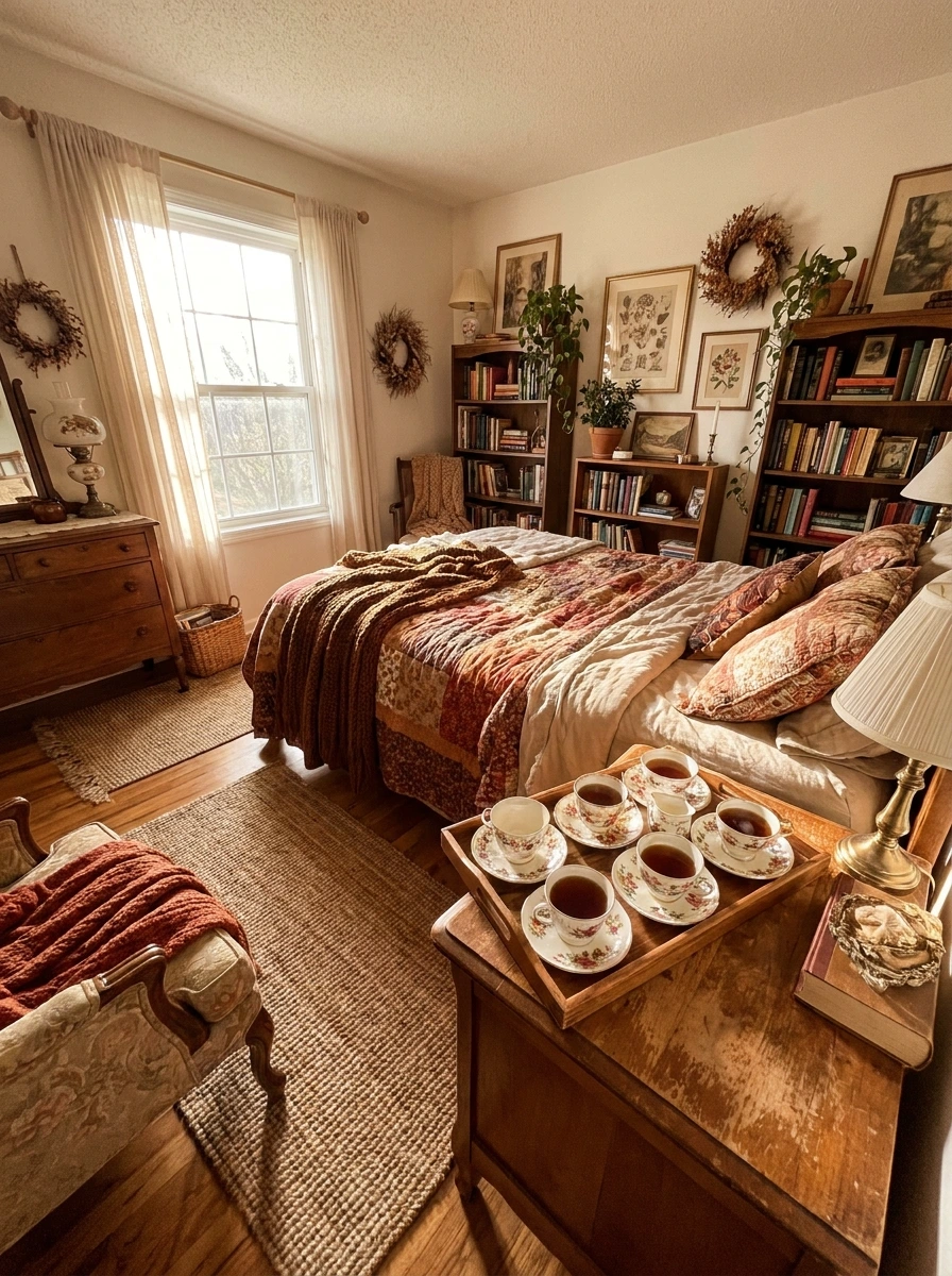 thrifted vintage fall room decor ideas aesthetic 14
